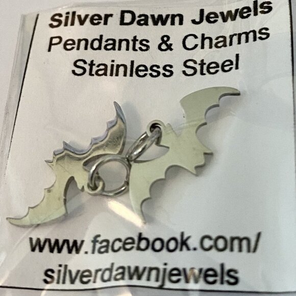 𝅺As Low as $2! Stainless Steel Bat Pendant Charm 2/PK - Picture 3 of 3